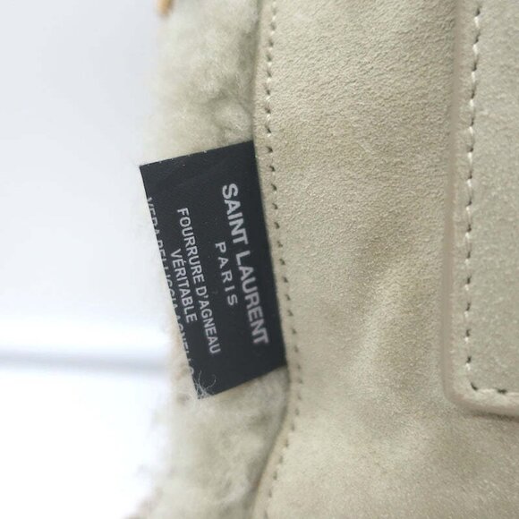 Saint Laurent Kate Shearling Medium Reversible Shoulder Bag Beige Suede - Picture 7 of 12